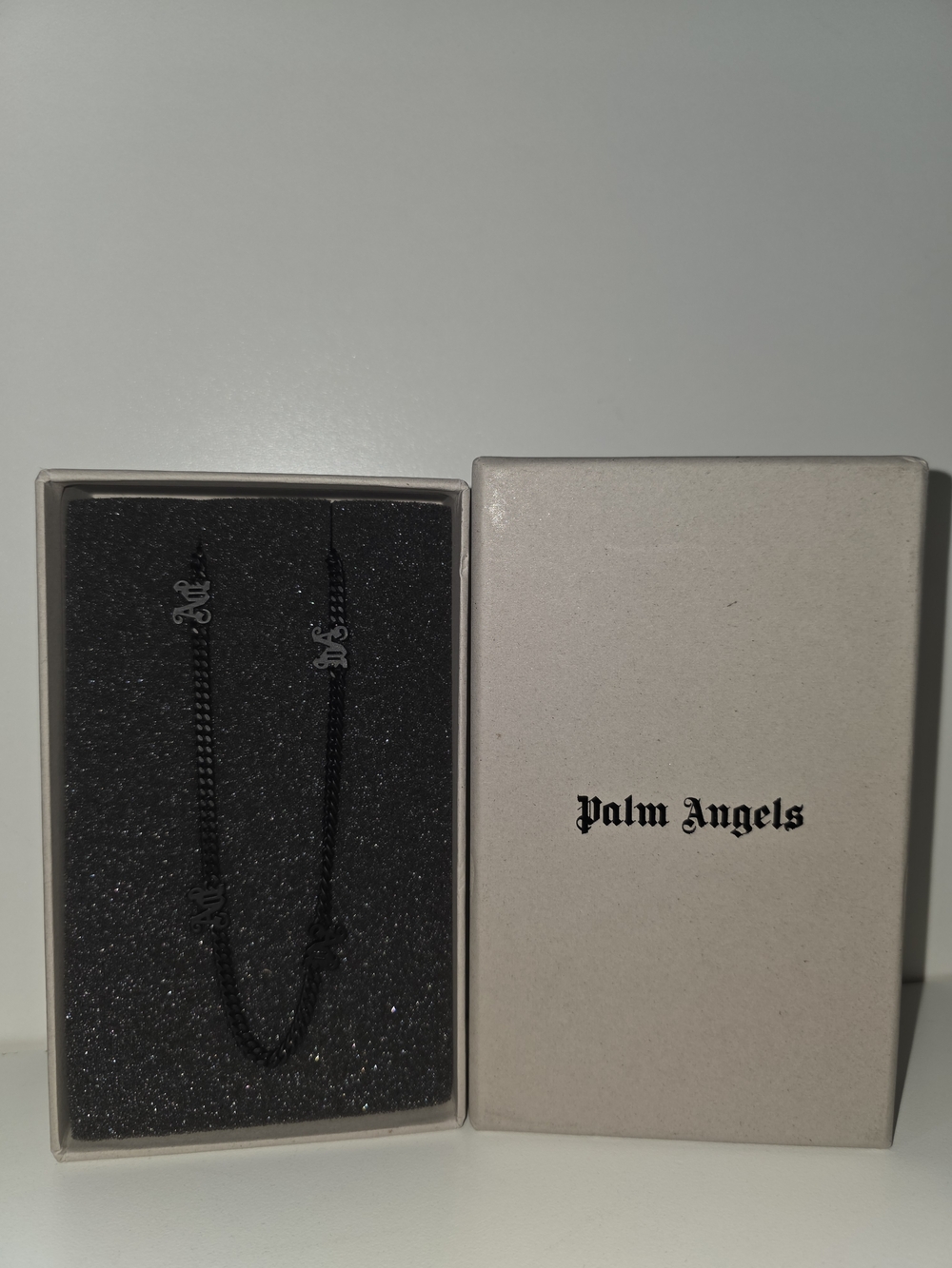 Palm Angels Black Cord Necklace Logo Accents